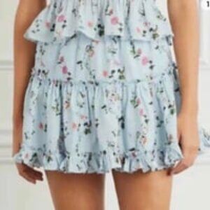 PAZ Floral Ruffle Tiered Linen Mini